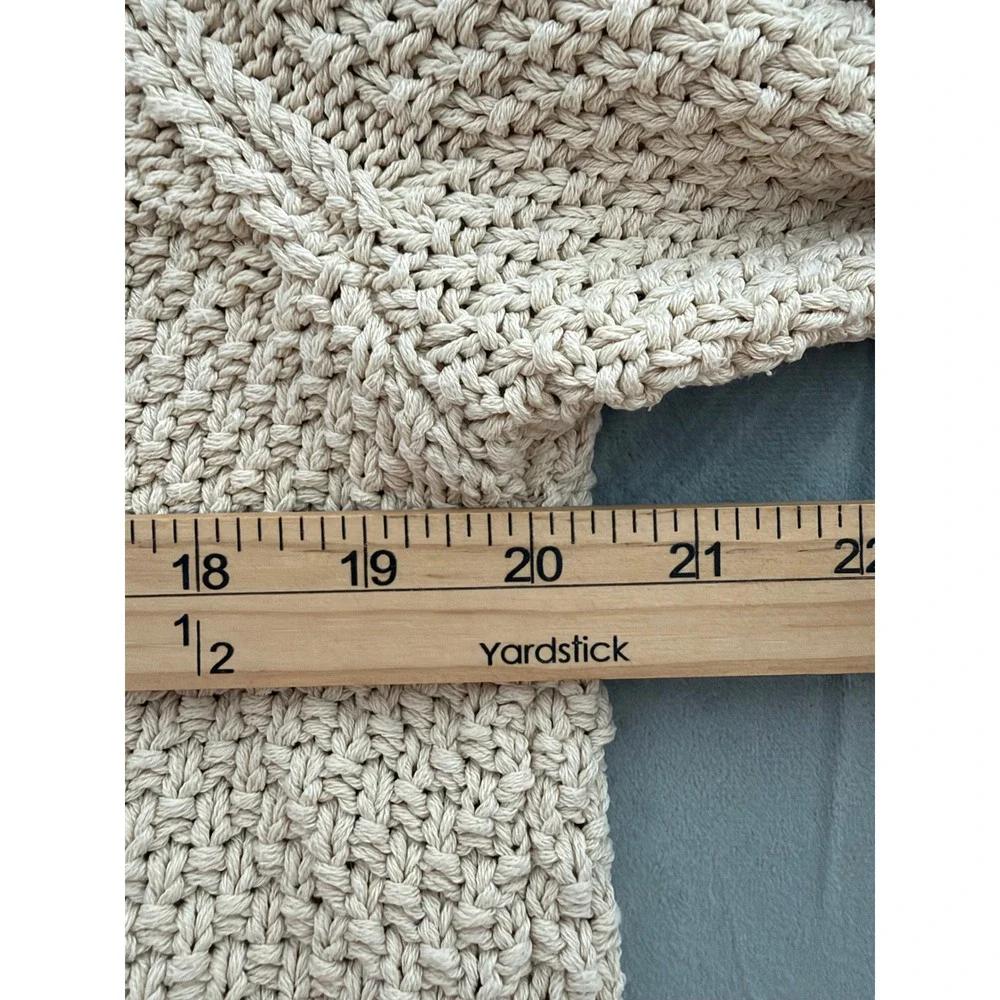 LL Bean Signature Fishermen Cable Knit Sweater Women L Cream Cottagecore Zipper